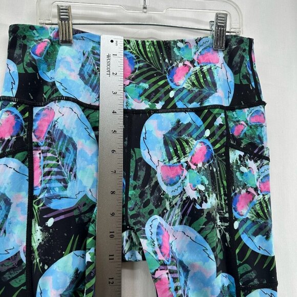 Constantly Varied Gear Leggings Size S Highrise Crop Skull Palm Print Blue Green - Picture 9 of 10